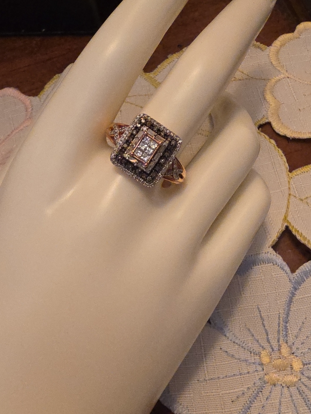 JTV Champagne And White Diamond 10K Rose Gold Ring SZ 10